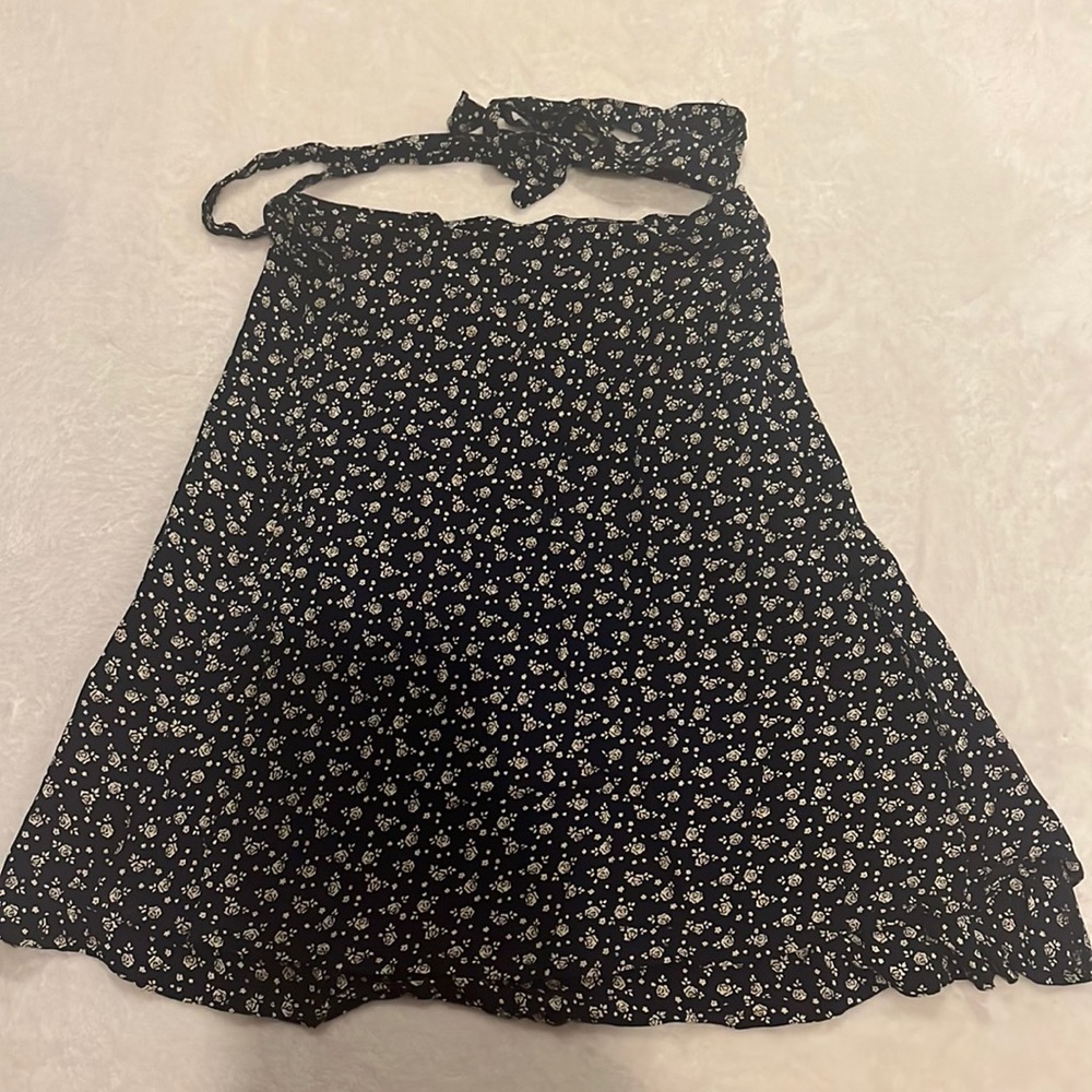Brandy Melville - Wrap Skater Skirt - Blue - Flowers